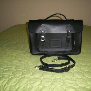 Yoshi Black Leather Satchel/Crossbody Bag
